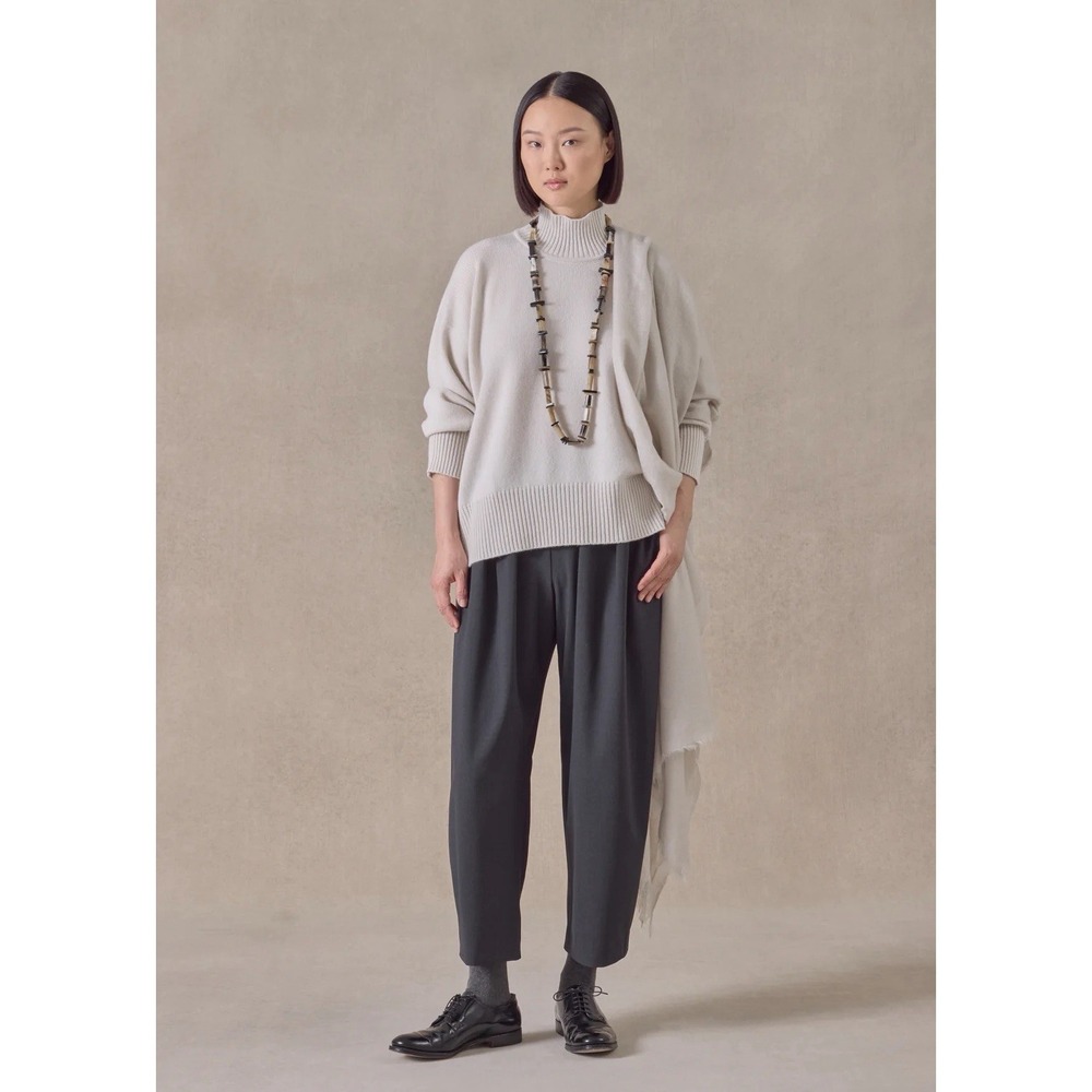 NEW Eskandar High Neck Cashmere Sweater Mock Neck Wisp Grey One Size O/S $2,485